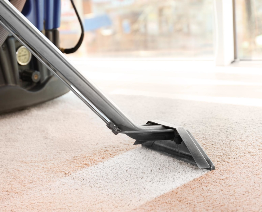 Close up view of a carpet steaming cleaner